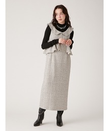 リリーブラウン ツイードペプラムワンピース BLU 試着のみタグ付き リリーブラウン ツイードペプラムワンピース BLU 試着のみタグ付き