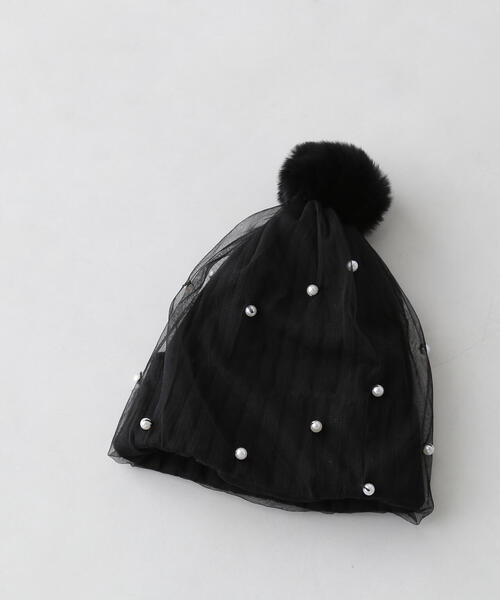 NATURAL BEAUTY BASIC（ナチュラルビューティーベーシック）の「パールドットデュアルワッチ（ニットキャップ/ビーニー・レディース・ブラック・FREE）」の2枚目の写真