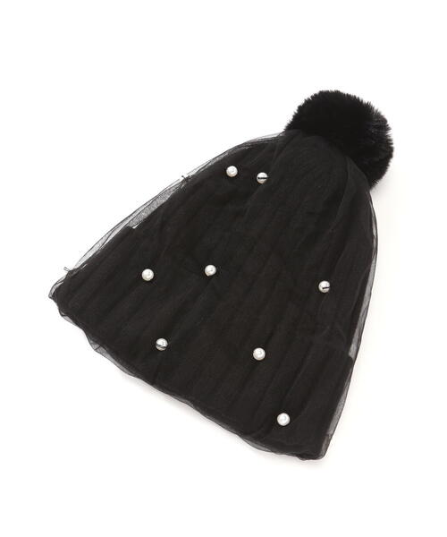 NATURAL BEAUTY BASIC（ナチュラルビューティーベーシック）の「パールドットデュアルワッチ（ニットキャップ/ビーニー・レディース・ブラック・FREE）」の3枚目の写真
