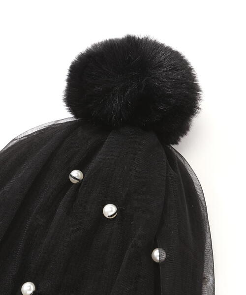 NATURAL BEAUTY BASIC（ナチュラルビューティーベーシック）の「パールドットデュアルワッチ（ニットキャップ/ビーニー・レディース・ブラック・FREE）」の4枚目の写真