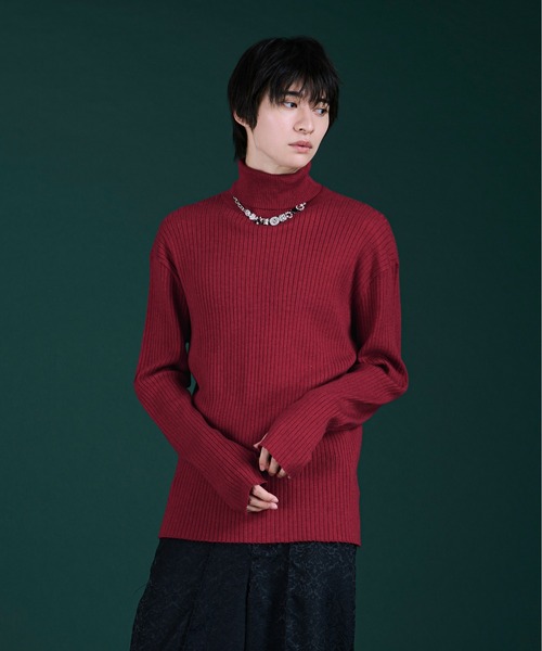 SNOID◆セーター(厚手)/L/ウール/YLW/総柄 フィンガーホールリブタートルニット（ニット&frasl;セーター）｜Ellno Loset