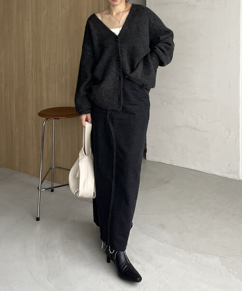 CAPRICIEUX LE'MAGE(カプリシューレマージュ)の「【もちふわシリーズ】もちふわVカーディガン(カーディガン/ボレロ・レディース・チャコールグレー/ブラウン/ベージュ/アイボリー・FREE)」の15枚目の写真