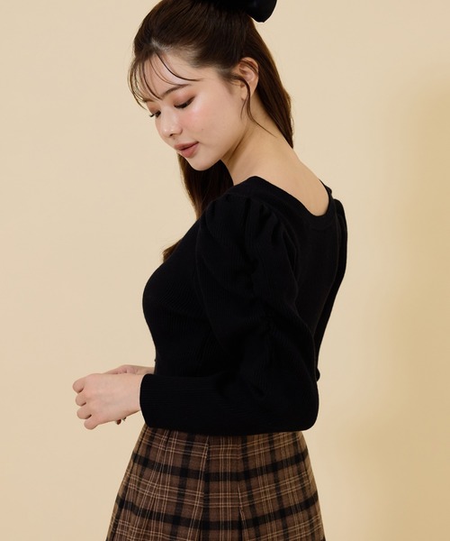 REDYAZEL（レディアゼル）の「ボリュームショルダーリブカーディガン（カーディガン/ボレロ・レディース・ブラウン/ブラック/グレー・FREE）」の10枚目の写真