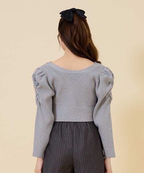 REDYAZEL（レディアゼル）の「ボリュームショルダーリブカーディガン（カーディガン/ボレロ・レディース・ブラウン/ブラック/グレー・FREE）」の15枚目の写真