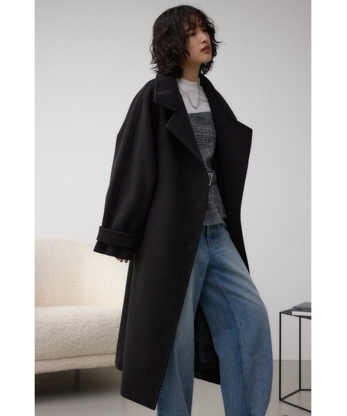 AZUL by moussy(アズールバイマウジー)の「スタンドカラーウォッシャブルロングコート(チェスターコート・レディース・ブラック/ライトベージュ/杢グレー・SMALL/MEDIUM)」の5枚目の写真