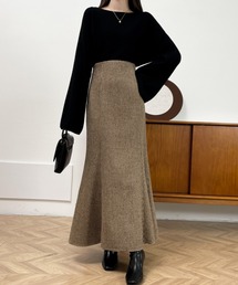 emi+ | ハイウエストバックレースアップ千鳥柄マーメイドスカート(スカート)