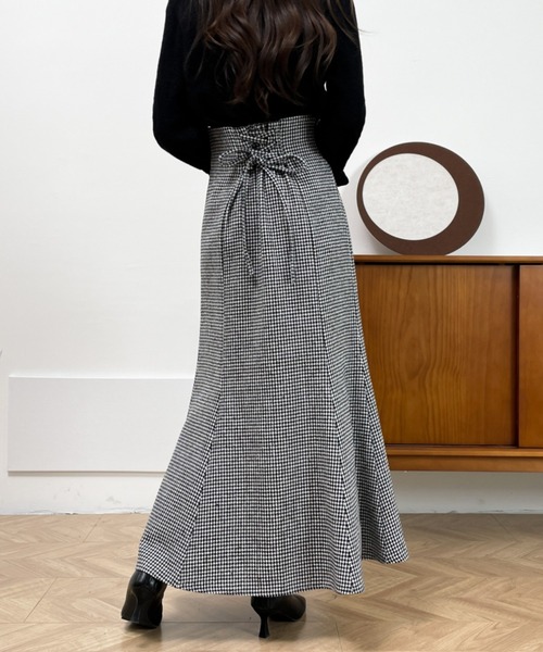 emi+（エミプラス）の「ハイウエストバックレースアップ千鳥柄マーメイドスカート（スカート・レディース・ブラック系その他/ブラウン系その他・M/L/S）」の19枚目の写真