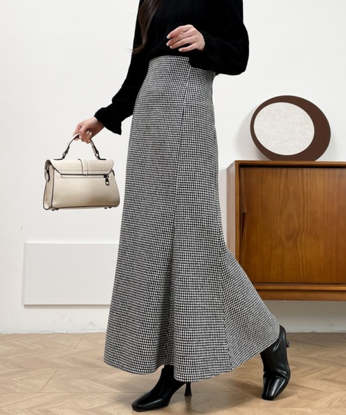 emi+（エミプラス）の「ハイウエストバックレースアップ千鳥柄マーメイドスカート（スカート・レディース・ブラック系その他/ブラウン系その他・M/L/S）」の18枚目の写真