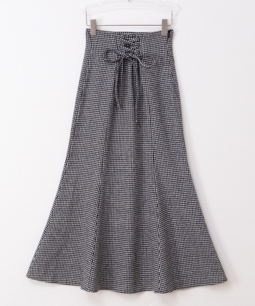 emi+（エミプラス）の「ハイウエストバックレースアップ千鳥柄マーメイドスカート（スカート・レディース・ブラック系その他/ブラウン系その他・M/L/S）」の6枚目の写真