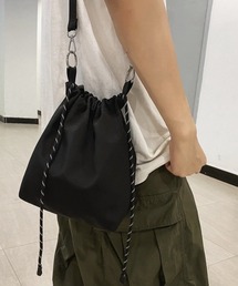 ナイロンミニショルダー巾着バッグ