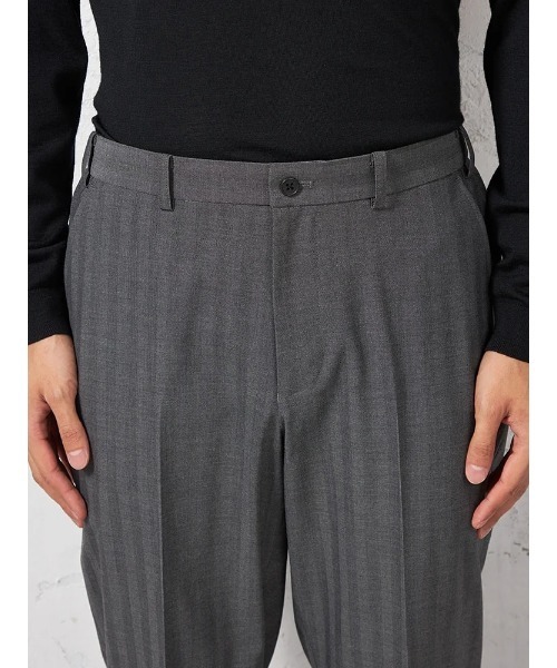 HARUYAMA(ハルヤマ)の「【ストレッチ】パンツ ノータック【セットアップ商品有】ウォッシャブル ウエストゴム仕様 ヘリンボン TOKYO RUN 通年(スラックス・メンズ・ネイビー/グレー・M/L/LL)」の15枚目の写真