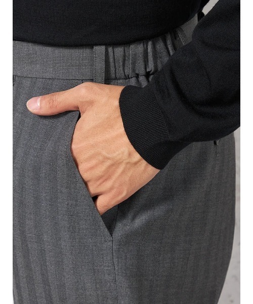 HARUYAMA(ハルヤマ)の「【ストレッチ】パンツ ノータック【セットアップ商品有】ウォッシャブル ウエストゴム仕様 ヘリンボン TOKYO RUN 通年(スラックス・メンズ・ネイビー/グレー・M/L/LL)」の16枚目の写真
