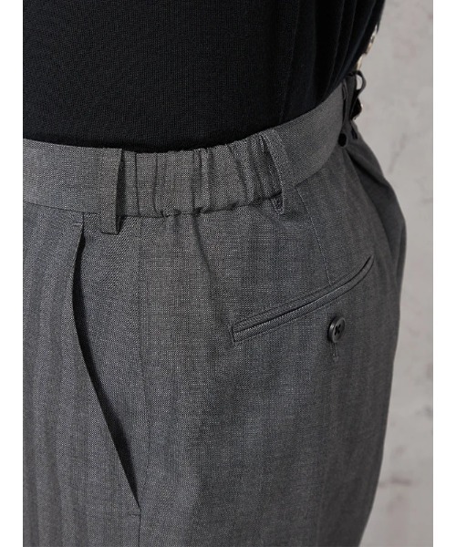 HARUYAMA(ハルヤマ)の「【ストレッチ】パンツ ノータック【セットアップ商品有】ウォッシャブル ウエストゴム仕様 ヘリンボン TOKYO RUN 通年(スラックス・メンズ・ネイビー/グレー・M/L/LL)」の17枚目の写真