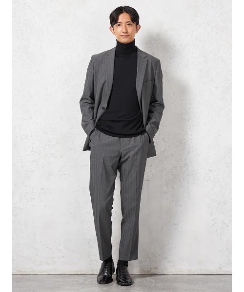 HARUYAMA(ハルヤマ)の「【ストレッチ】パンツ ノータック【セットアップ商品有】ウォッシャブル ウエストゴム仕様 ヘリンボン TOKYO RUN 通年(スラックス・メンズ・ネイビー/グレー・M/L/LL)」の20枚目の写真