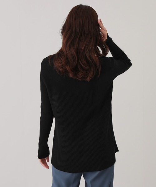 Jayro(ジャイロ)の「リブ切替ロングニットトップス(Tシャツ/カットソー・レディース・グリーン/ブラック/ワイン/ブルー系その他5/グレー・FREE)」の9枚目の写真