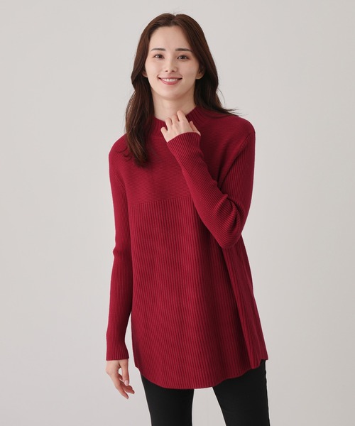 Jayro(ジャイロ)の「リブ切替ロングニットトップス(Tシャツ/カットソー・レディース・グリーン/ブラック/ワイン/ブルー系その他5/グレー・FREE)」の13枚目の写真