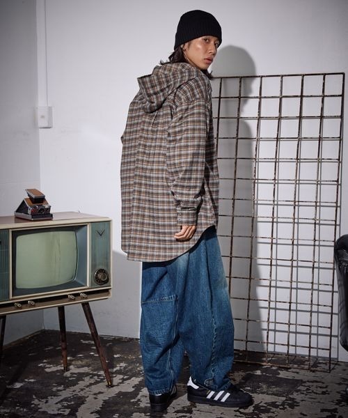 PBLIM（ページボーイリム）の「《UNISEX》チェックフーディシャツ（シャツ/ブラウス・レディース・ブラウン/ブルー・FREE）」の11枚目の写真