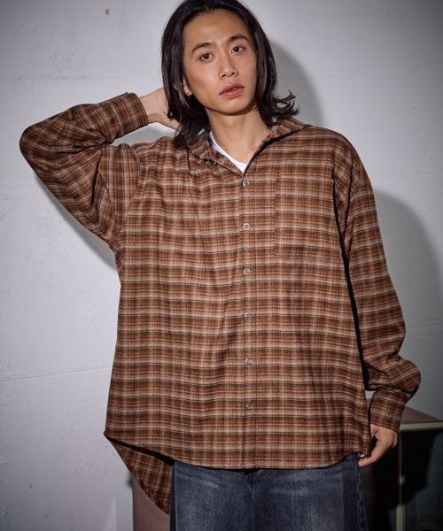 PBLIM（ページボーイリム）の「《UNISEX》チェックフーディシャツ（シャツ/ブラウス・レディース・ブラウン/ブルー・FREE）」の13枚目の写真