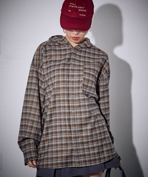 PBLIM（ページボーイリム）の「《UNISEX》チェックフーディシャツ（シャツ/ブラウス・レディース・ブラウン/ブルー・FREE）」の15枚目の写真