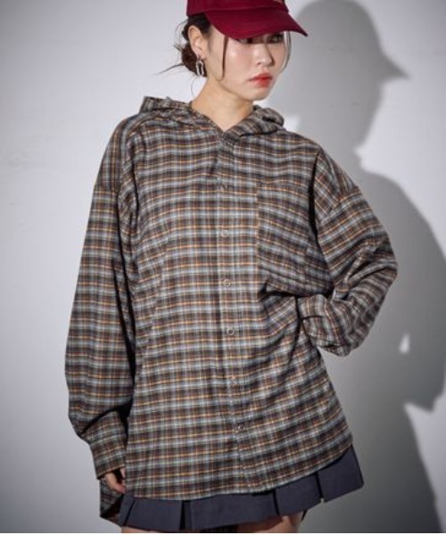 PBLIM（ページボーイリム）の「《UNISEX》チェックフーディシャツ（シャツ/ブラウス・レディース・ブラウン/ブルー・FREE）」の17枚目の写真