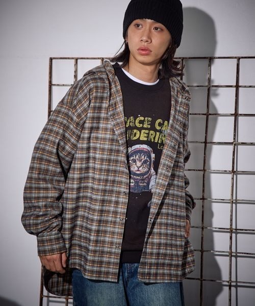 PBLIM（ページボーイリム）の「《UNISEX》チェックフーディシャツ（シャツ/ブラウス・レディース・ブラウン/ブルー・FREE）」の18枚目の写真