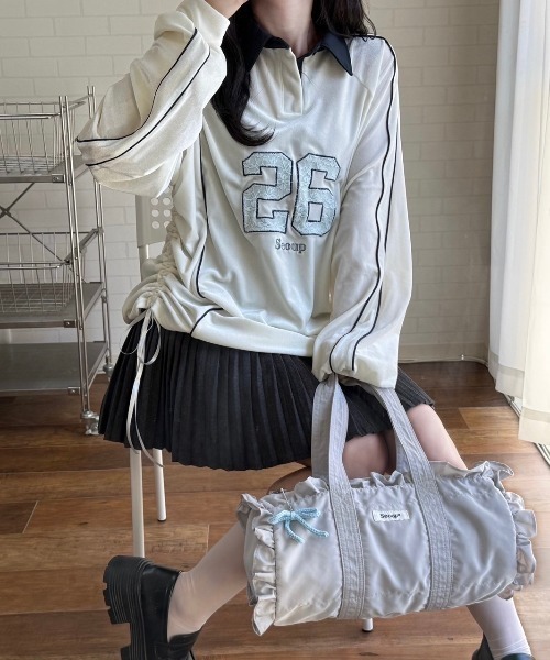 nemne store(ネンネストア)の「【Seoup】ベロアギャザートップス(その他トップス・レディース・ライトグレー/ブラック・SMALL/MEDIUM)」の2枚目の写真