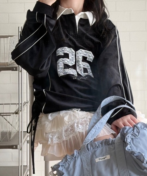 nemne store(ネンネストア)の「【Seoup】ベロアギャザートップス(その他トップス・レディース・ライトグレー/ブラック・SMALL/MEDIUM)」の6枚目の写真
