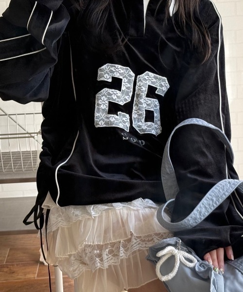nemne store(ネンネストア)の「【Seoup】ベロアギャザートップス(その他トップス・レディース・ライトグレー/ブラック・SMALL/MEDIUM)」の7枚目の写真