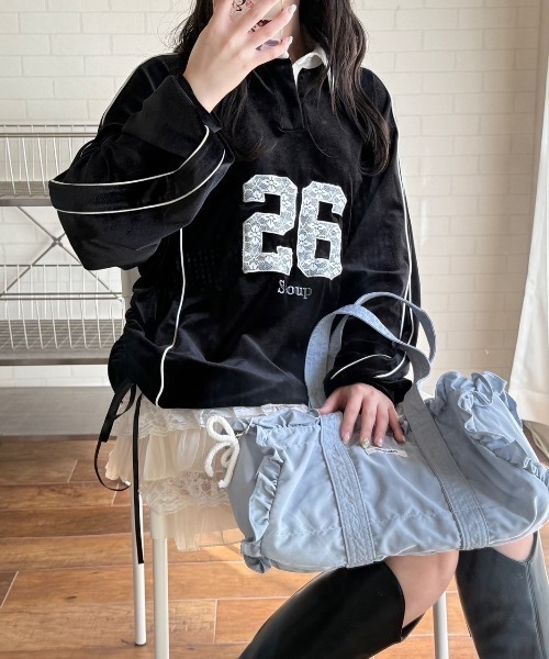 nemne store(ネンネストア)の「【Seoup】ベロアギャザートップス(その他トップス・レディース・ライトグレー/ブラック・SMALL/MEDIUM)」の9枚目の写真