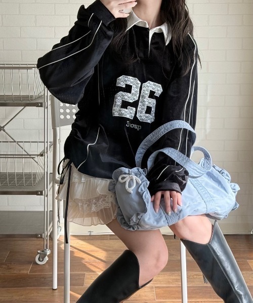 nemne store(ネンネストア)の「【Seoup】ベロアギャザートップス(その他トップス・レディース・ライトグレー/ブラック・SMALL/MEDIUM)」の10枚目の写真