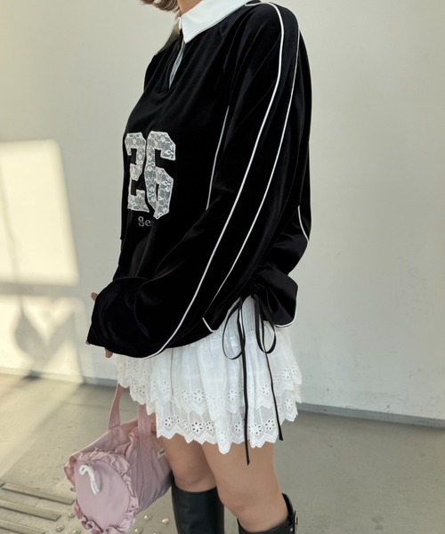 nemne store(ネンネストア)の「【Seoup】ベロアギャザートップス(その他トップス・レディース・ライトグレー/ブラック・SMALL/MEDIUM)」の12枚目の写真
