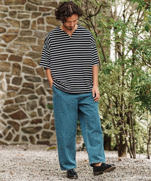 CAMBIO(カンビオ)の「mt9421- Span Fraise Border Key Neck Short Sleeve Cut sew Tシャツ(Tシャツ/カットソー・メンズ・ブラック×ホワイト/ブラック×グレー/グレー×ホワイト・S/M/L)」の18枚目の写真