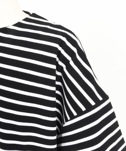 CAMBIO(カンビオ)の「mt9421- Span Fraise Border Key Neck Short Sleeve Cut sew Tシャツ(Tシャツ/カットソー・メンズ・ブラック×ホワイト/ブラック×グレー/グレー×ホワイト・S/M/L)」の7枚目の写真