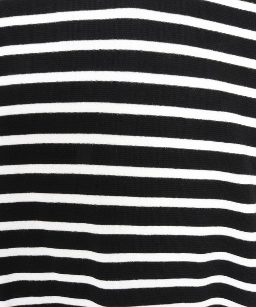 CAMBIO(カンビオ)の「mt9421- Span Fraise Border Key Neck Short Sleeve Cut sew Tシャツ(Tシャツ/カットソー・メンズ・ブラック×ホワイト/ブラック×グレー/グレー×ホワイト・S/M/L)」の4枚目の写真