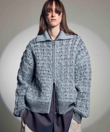 《UNISEX》Prime-Over Mohair Mixed Plating Cable Knit Zip Blouson/プライムオーバーモヘヤミックスプレーティングケーブルニットジップブルゾン【MAISON SPECIAL/メゾンスペシャル】