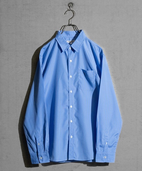 JOHN'S CLOSET（ジョンズクローゼット）の「【a】ブロードストライプ レギュラーシャツ 長袖（シャツ/ブラウス・レディース・ホワイト/ブルー/ブラック・LARGE/MEDIUM）」の3枚目の写真