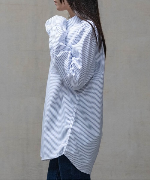 JOHN'S CLOSET（ジョンズクローゼット）の「【a】ブロードストライプ レギュラーシャツ 長袖（シャツ/ブラウス・レディース・ホワイト/ブルー/ブラック・LARGE/MEDIUM）」の17枚目の写真