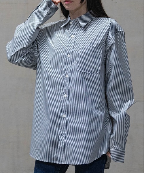 JOHN'S CLOSET（ジョンズクローゼット）の「【a】ブロードストライプ レギュラーシャツ 長袖（シャツ/ブラウス・レディース・ホワイト/ブルー/ブラック・LARGE/MEDIUM）」の21枚目の写真