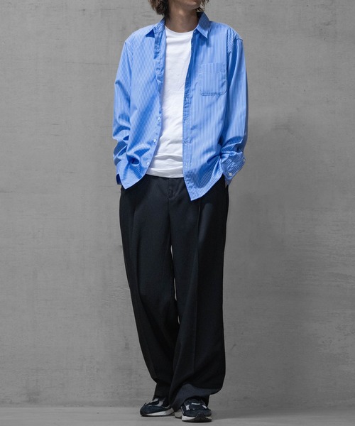 JOHN'S CLOSET（ジョンズクローゼット）の「【a】ブロードストライプ レギュラーシャツ 長袖（シャツ/ブラウス・レディース・ホワイト/ブルー/ブラック・LARGE/MEDIUM）」の5枚目の写真