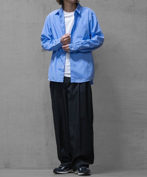 JOHN'S CLOSET（ジョンズクローゼット）の「【a】ブロードストライプ レギュラーシャツ 長袖（シャツ/ブラウス・レディース・ホワイト/ブルー/ブラック・LARGE/MEDIUM）」の6枚目の写真