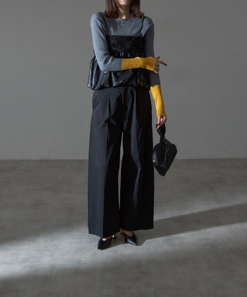 each(イーチ)の「サイドプリーツタック入りワイドパンツ(その他パンツ・レディース・アイボリー/カーキ/ブラック・M)」の13枚目の写真