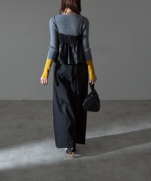 each(イーチ)の「サイドプリーツタック入りワイドパンツ(その他パンツ・レディース・アイボリー/カーキ/ブラック・M)」の11枚目の写真