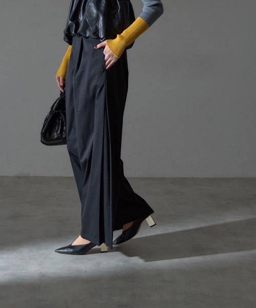 each(イーチ)の「サイドプリーツタック入りワイドパンツ(その他パンツ・レディース・アイボリー/カーキ/ブラック・M)」の8枚目の写真