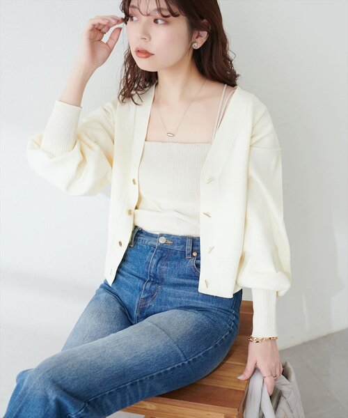 プチプラハトメバー釦カーデ（カーディガン/ボレロ）｜natural couture