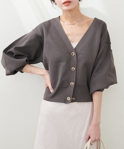 natural couture(ナチュラルクチュール)の「プチプラハトメバー釦カーデ(カーディガン/ボレロ・レディース・ライトグレー/ラベンダー/ネイビー/グレイッシュベージュ/サックスブルー/ブラック/チャコールグレー/アイボリー・FREE)」の14枚目の写真