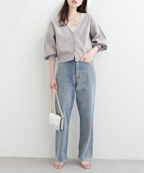 natural couture(ナチュラルクチュール)の「プチプラハトメバー釦カーデ(カーディガン/ボレロ・レディース・ライトグレー/ラベンダー/ネイビー/グレイッシュベージュ/サックスブルー/ブラック/チャコールグレー/アイボリー・FREE)」の21枚目の写真
