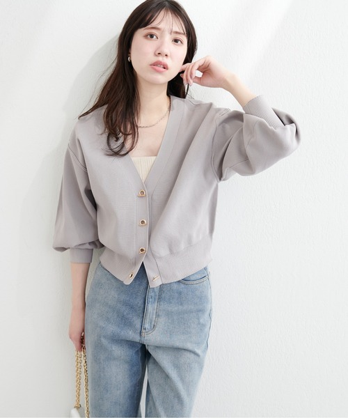 natural couture(ナチュラルクチュール)の「プチプラハトメバー釦カーデ(カーディガン/ボレロ・レディース・ライトグレー/ラベンダー/ネイビー/グレイッシュベージュ/サックスブルー/ブラック/チャコールグレー/アイボリー・FREE)」の20枚目の写真