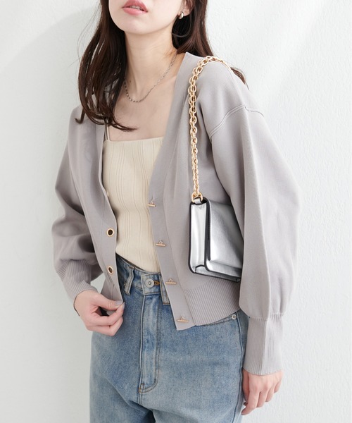 natural couture(ナチュラルクチュール)の「プチプラハトメバー釦カーデ(カーディガン/ボレロ・レディース・ライトグレー/ラベンダー/ネイビー/グレイッシュベージュ/サックスブルー/ブラック/チャコールグレー/アイボリー・FREE)」の19枚目の写真