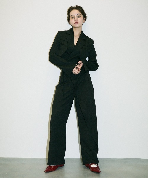 Clum(クルム)の「asymmetry wrap slacks pants / アシンメトリーラップスラックスパンツ(スラックス・レディース・ブラック/ブラウン・SMALL/MEDIUM)」の6枚目の写真