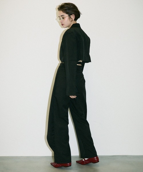 Clum(クルム)の「asymmetry wrap slacks pants / アシンメトリーラップスラックスパンツ(スラックス・レディース・ブラック/ブラウン・SMALL/MEDIUM)」の9枚目の写真
